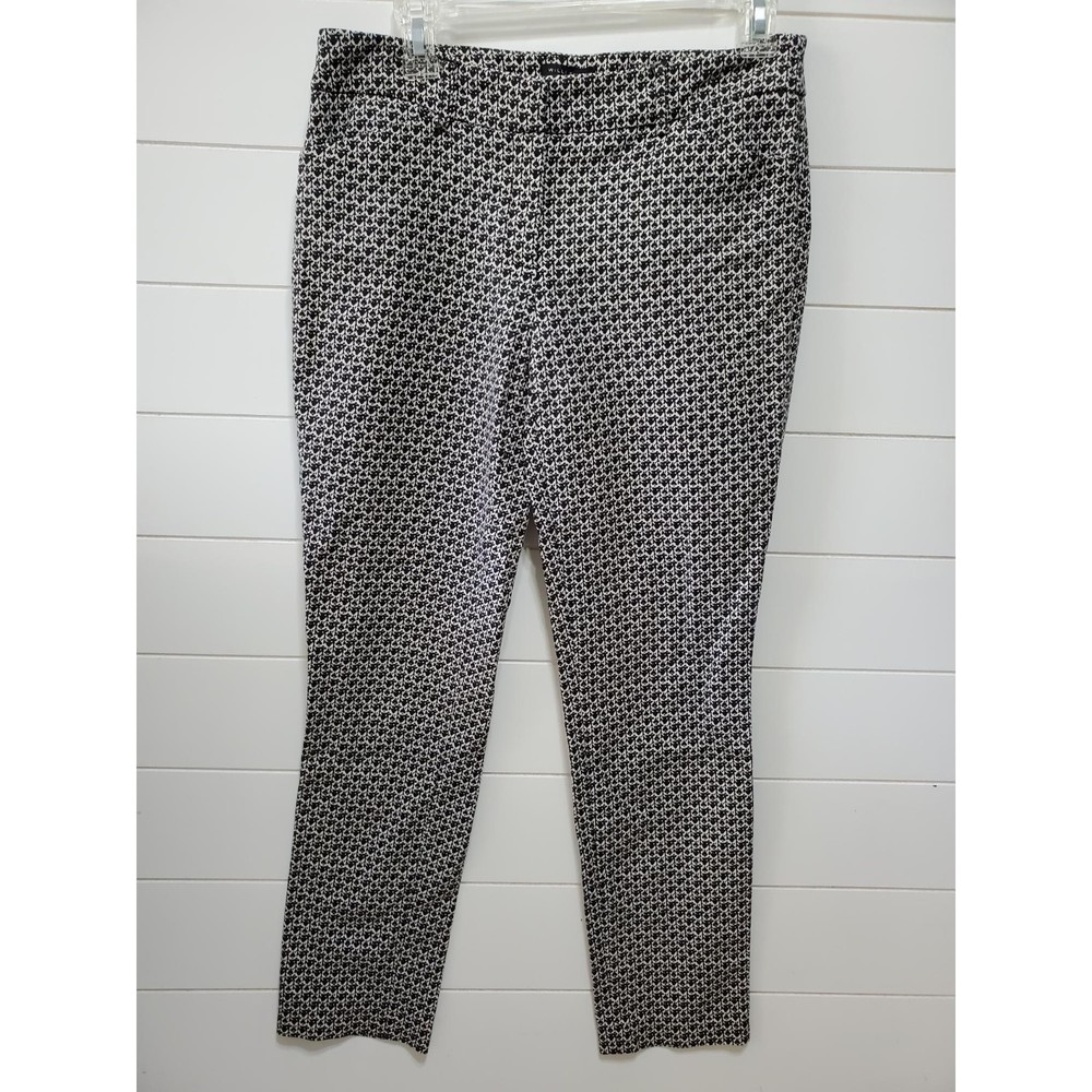 Willi Smith womens size 6 white black print dress pants stretch cropped ankle